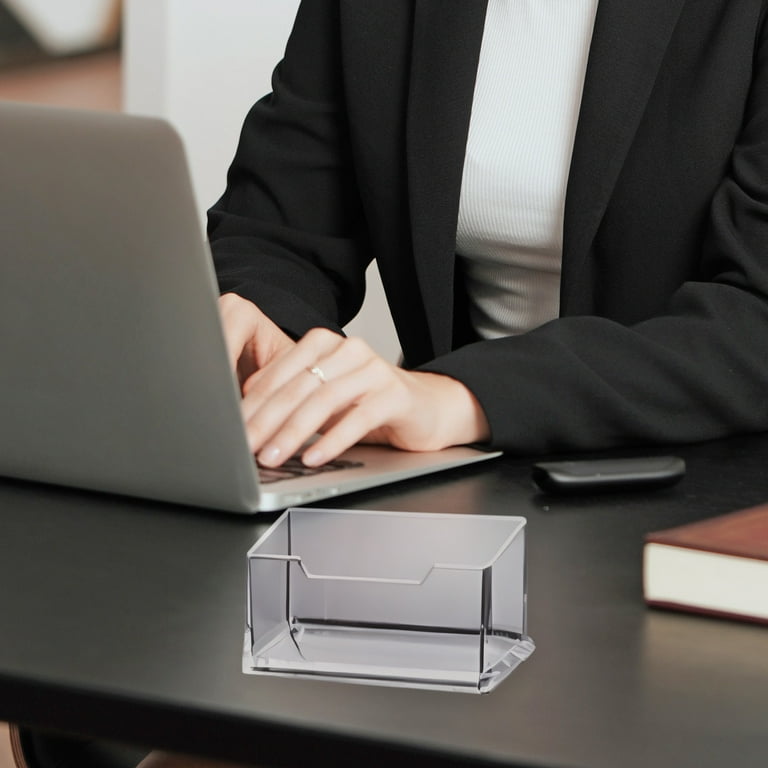 Clear Acrylic Business Card Holder - Sleek Desktop Display Stand For Office & Reception