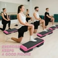 thumbnail image 4 of FlexWave 43-inch Aerobic Step Platform, Adjustable Fitness Stepper with 4 Adjustable Step Risers, Aerobics Stepper Workout Stepper for Aerobic Strength and Training in Home Gym, Pink, 4 of 7
