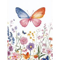 Colorful Butterfly and Wildflower Canvas Print/Wall Art, Perfect for Living Room, Bedroom, Bathroom, Kitchen, and Office Decoration.