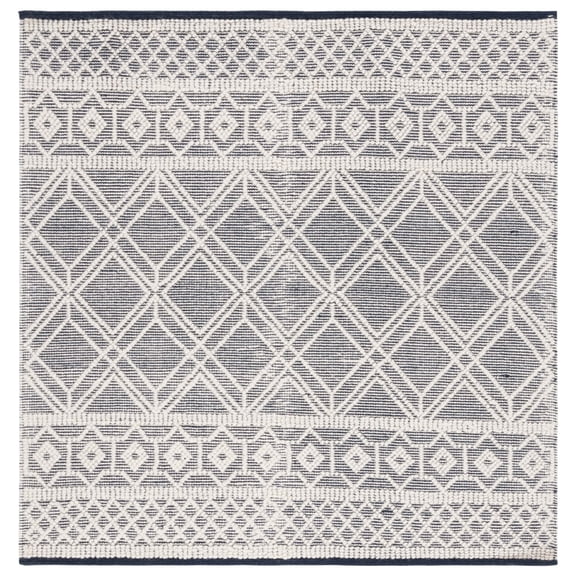 SAFAVIEH Natura Adamina Geometric Area Rug, Ivory/Navy, 6' x 6' Square
