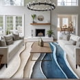 thumbnail image 4 of Blue Beige Large Area Rugs for Bedroom Living Room, Soft Non Slip Carpet Bedside Rug, Coastal Vintage Modern Abstract Art Rectangular Floor Cover Kitchen Accent Rug 5'x7' for Dining Room/Office, 4 of 9