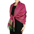 thumbnail image 2 of Peach Couture Elegant Vintage Two Color Jacquard Paisley Pashmina Shawl Wrap, 2 of 10