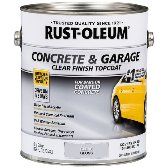 2 Pack, Clear, Rust-Oleum Gloss Concrete and Garage Floor Topcoat Paint- Gallon