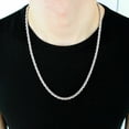 thumbnail image 2 of Solid 925 Sterling Silver Italian Rope Chain Mens Necklace 3.5mm - Diamond Cut, 2 of 10