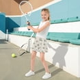 thumbnail image 5 of Girls' Skorts Elastic Waist Skorts with Inner Shorts Athletic Workout Shorts Skirts Emerald Green Hearts Pattern Medium, 5 of 9