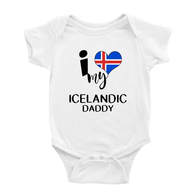 J'aime Mon Papa Islandais Justaucorps pour Bébé Drapeau d'Islande
