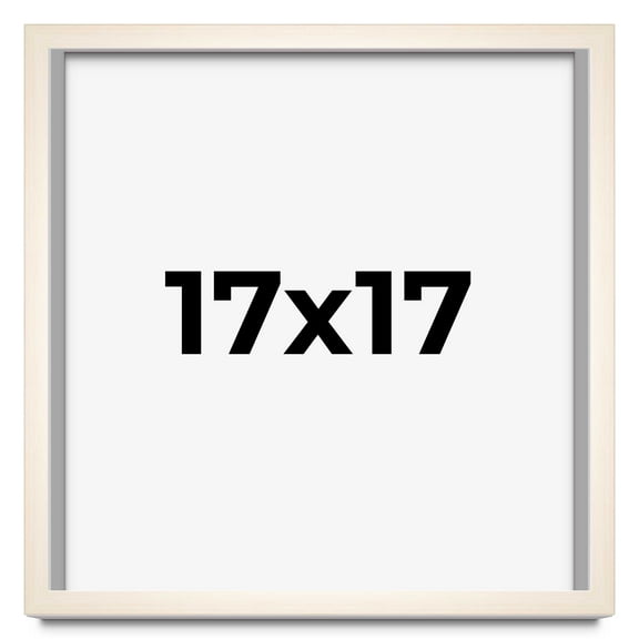 17x17 Shadow Box Cream of Wheat White Washed Display Frame | 0.875 Inches Deep Solid Wood Shadowbox