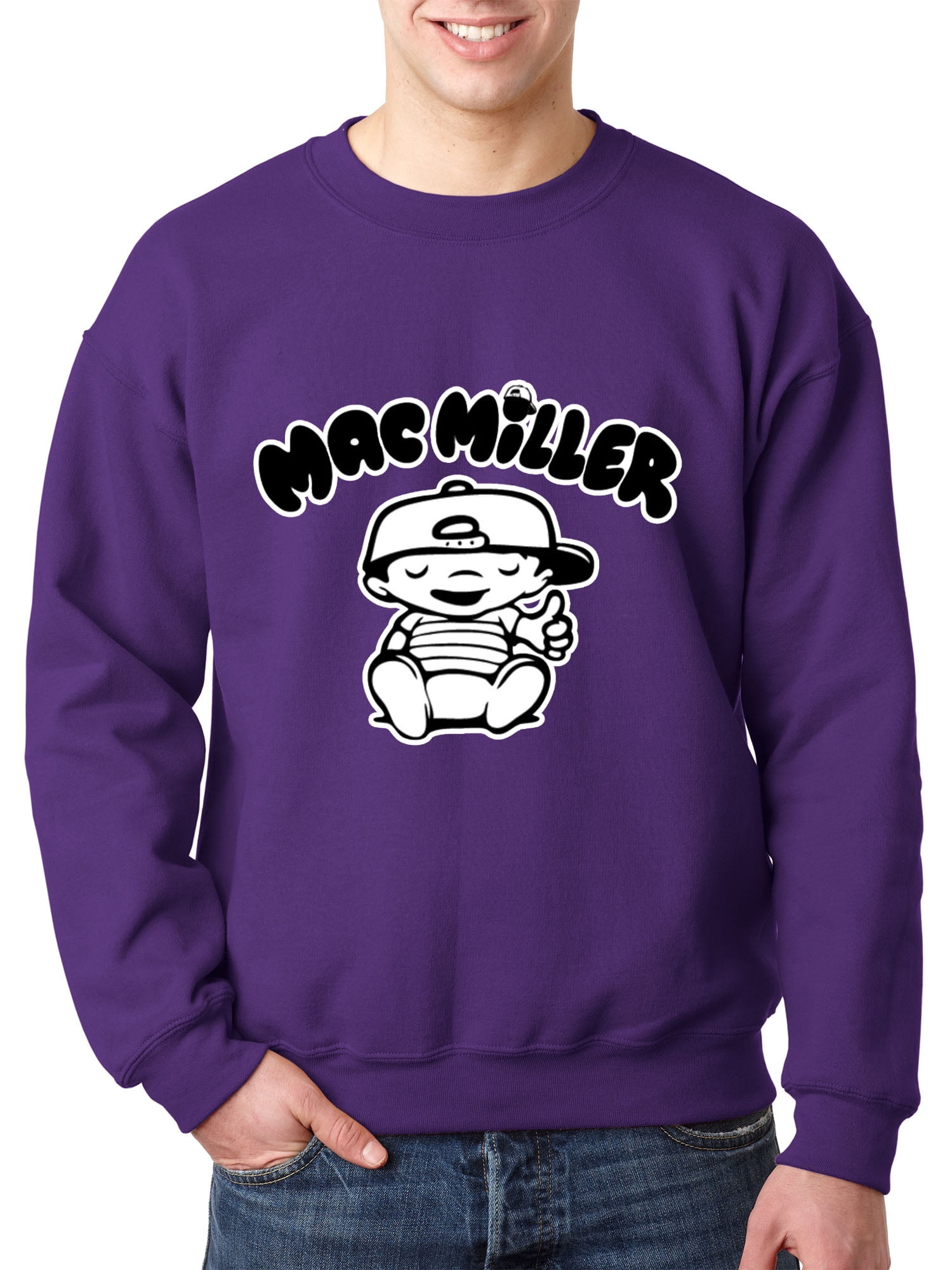 Trendy USA 961 - Crewneck Mac Miller RIP Rapper Hip-Hop Sweatshirt Large Purple - Walmart.com