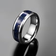 thumbnail image 2 of 8mm Wide Steel-colored Inlaid Lapis Lazuli Natural Stone Men's Tungsten Steel Ring, 2 of 4