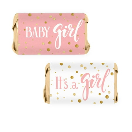 Nugget Candy Wrappers (Pink Gold Girl Baby Shower Candy Wrappers 54ct - Pink and Gold Its a Girl Baby Shower Decorations Candy Favors - 54 Count)