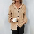 thumbnail image 5 of Baberdicy Sweater Coat Women's Cardigan Sweater Hoodies Button Down Long Sleeve Oversized Knit Cardigans Cardigan Sweaters for Women Khaki, 5 of 8