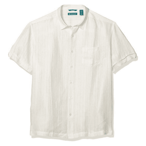 Cubavera Men's Engineered Dobby One Pocket Shirt,Brilliant White,2XL