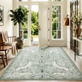 thumbnail image 4 of RUG ROBOT 6'x9' Washable Area Rug,Vintage Woodland Botanical Farmhouse Rug for Living Room, Cottagecore Accent rug for Nursery Playroom Reading Nook Non Slip Low Pile Stain Resistant, Sage Green, 4 of 11