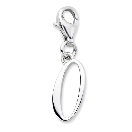 Sterling Silver Amore La Vita Polished Number 0 Charm Pendant with Fancy Lobster Clasp