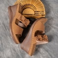 thumbnail image 5 of Slides for Women Bohemia Flower Wedge Sandals Arch Support Summer Beach Vacation Slip on Platform Slippers Brown Size 8.5, 5 of 7