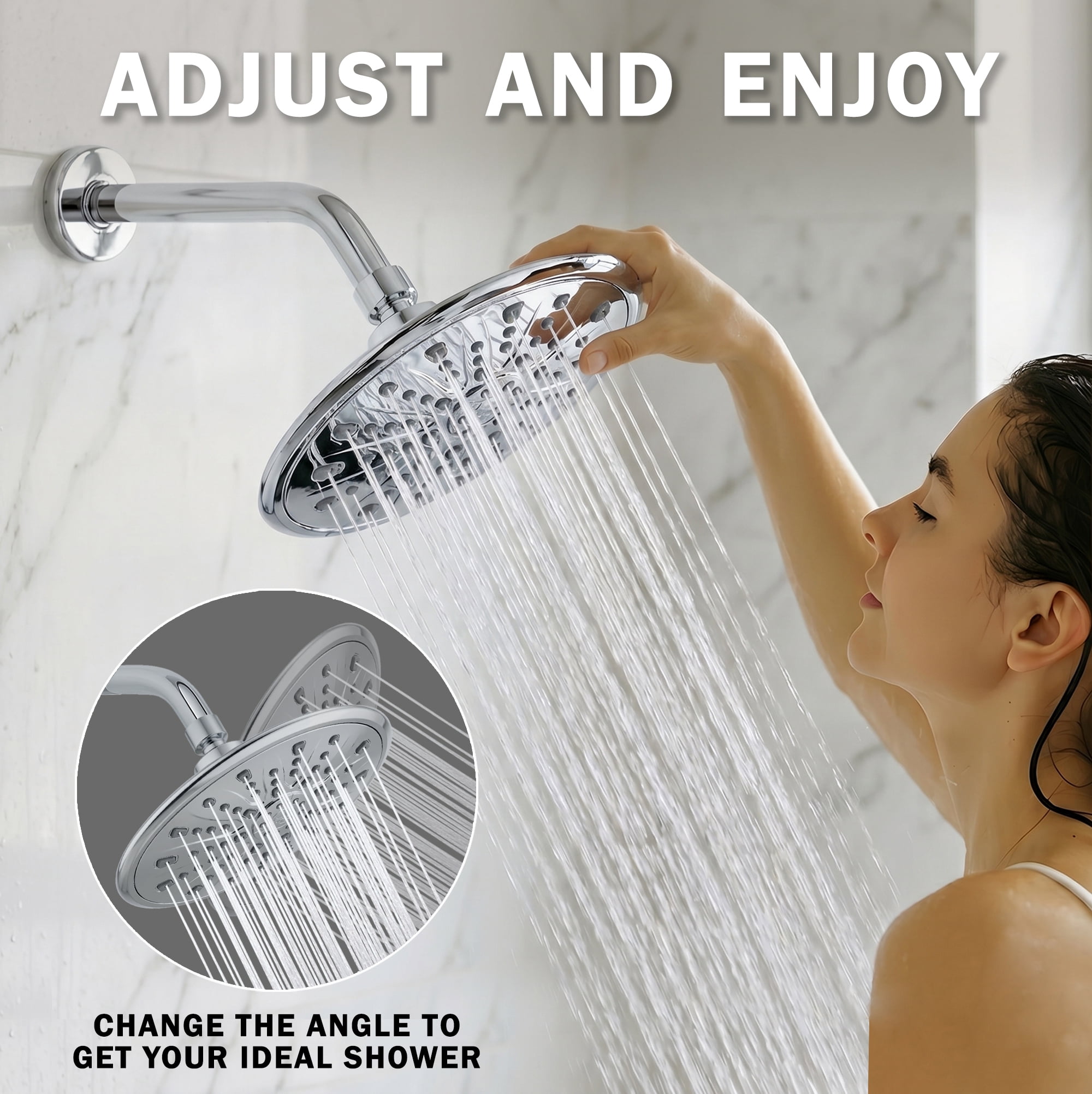 Aqua Elegante Luxury Rain Shower Head for Overhead Waterfall Showers - 2.5 GPM - Polished Chrome