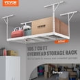 thumbnail image 2 of VEVOR Porte-Bagages de Garage Aérien, 48 X 96 Pouces Porte-Bagages de Garage Plafond, Robustes Réglables à Froid Laminés Racks en Acier pour Garage Stockage, Organisation, 600 lbs Capacité de Charge, 22''-40", Blanc, 2 of 9
