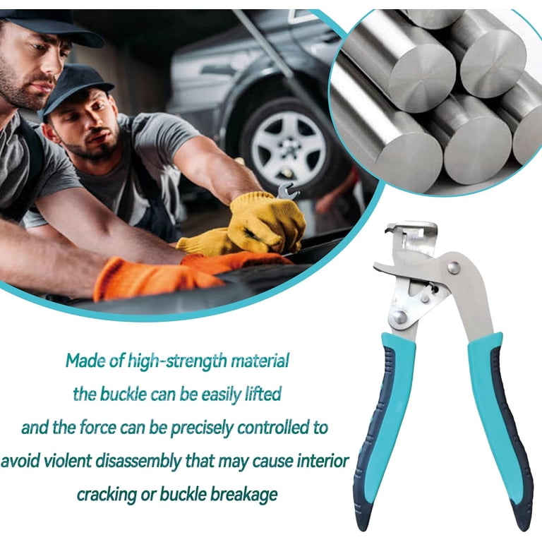 Car Clip Pliers Removal Tool Set – Upgraded Trim & Snap Pliers For Plastic Rivets, Push Pins, Buckles & Panels – Stainless Steel With Spring Action, Non-Slip Grips – Includes 100 Cable Ties