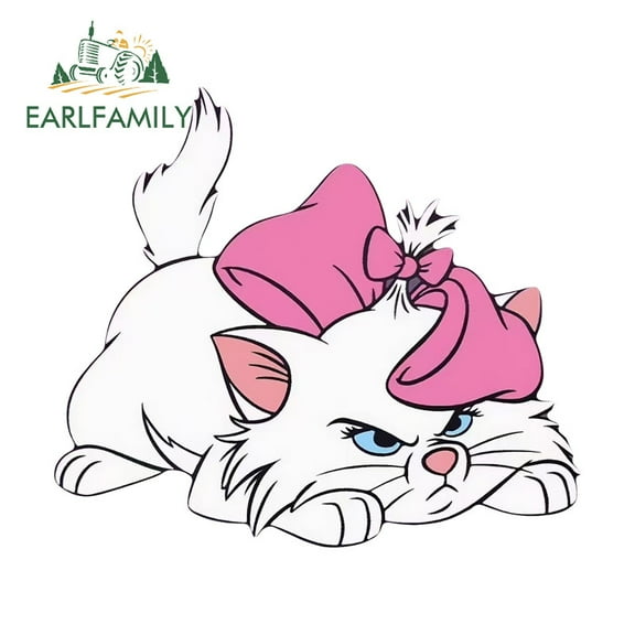 EARLFAMILY 5.1" Marie Car Stickers Kawaii Waterproof Campervan Skateboard Electric-Bicycle Vinyl Decal Occlusion Scratch Racing Accessories