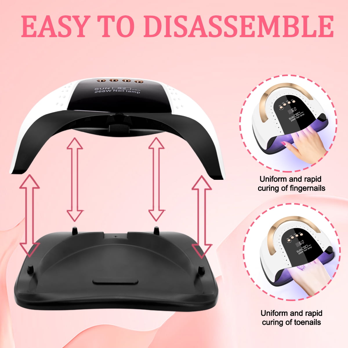 LKE 268W UV LED Lamp, SUN S2 Pro Fast Dryer, Curing Light with 57 LED Beads, LCD Touch Screen Auto Sensor Lamp Nail Art Tools