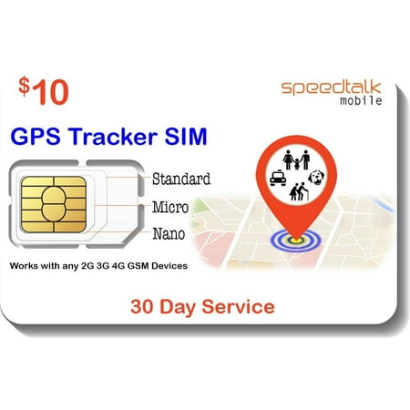 $10 GSM SIM Card for GPS Trackers - Pet Kid Senior Vehicle Tracking Devices - 30 Day Service - USA Canada & Mexico (Best Car Tracking Device Canada)