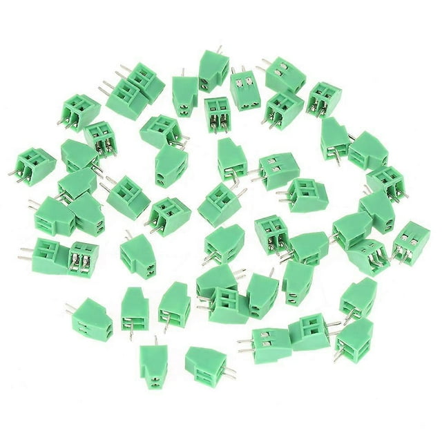 Lot de 50 connecteurs universels à vis pour PCB, 2 broches, pas de 2,54 mm, vert
