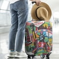 thumbnail image 3 of Travel Luggage Cover Suitcase Protector Fits 18-32 Inch Luggage Wheel Covers Patterned Travel Related Items Flower Luggage Protector Elastic Luggage Anti-scratch Suitcase Cover M, 3 of 6