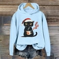 thumbnail image 3 of Christmas Black Cat Hoodies for Women 2025 Long Sleeve Cute Kitten Graphic Hooded Sweatshirt for Cat Lovers Pullover Tops, 3 of 4