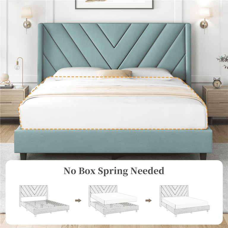 Renwick Queen Upholstered Platform Bed, Blue Lake photo 7
