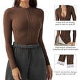 thumbnail image 6 of Valcatch Women's Zipper Bodysuit Long Sleeve Tops T Shirt Stretchy Slim Fit Jumpsuit, 6 of 8