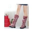thumbnail image 3 of Fangasis Women Winter Boot Low Heel Warm Shoes Mid-Calf Snow Boots Cold Weather Non Slip Purple 7.5, 3 of 4