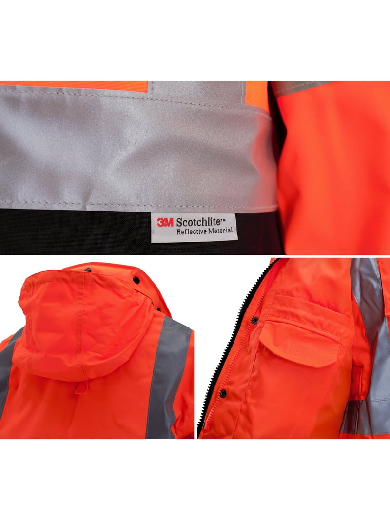 Men's Class 3 Safety High Visibility Water Resistant Reflective