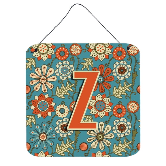 Carolines Treasures CJ2012-ZDS66 Letter Z Flowers Retro Blue Wall or Door Hanging Prints 6HX6W multicolor