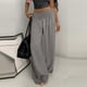 thumbnail image 1 of TaTaai Women's Fashion Loose Straight Long Pants Solid Color High Waist Patchwork Linen-Like Fabric Soft Casual Trousers for Daily and Home Occasions Gift, 1 of 6