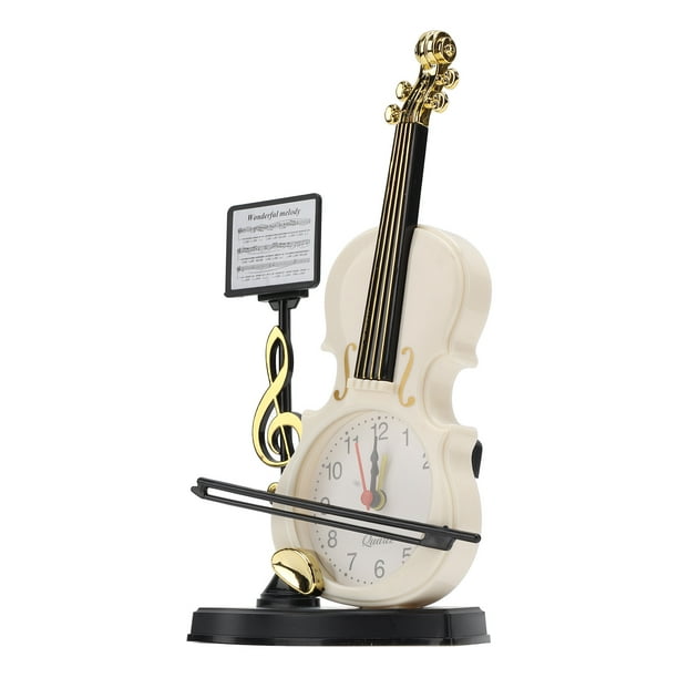 Reloj de escritorio, reloj despertador con forma de violín, reloj despertador con forma de violín exclusivo, reloj despertador con modelo de violín diseñado a medida