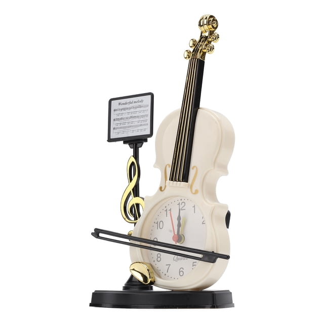 Reloj de escritorio, reloj despertador con forma de violín, reloj despertador con forma de violín exclusivo, reloj despertador con modelo de violín diseñado a medida