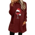 thumbnail image 1 of toraway Chandail à Capuche pour Femmes Chandail Oversize en Peluche Col Rond Manches Longues Poche Imprimé de Noël Automne et Hiver Chandail en Molleton Décontracté Ample m, 1 of 4
