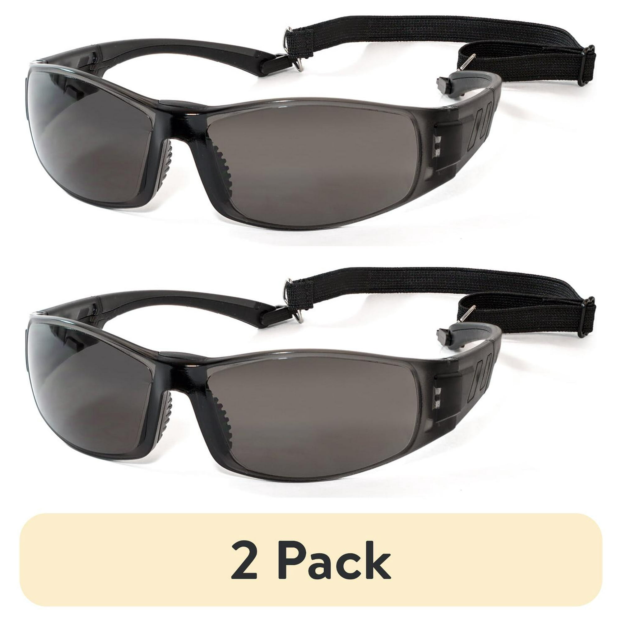 (2 pack) Hyper Tough Polycarbonate Outdoor Gasket Safety Glasses with Lanyard Smoke