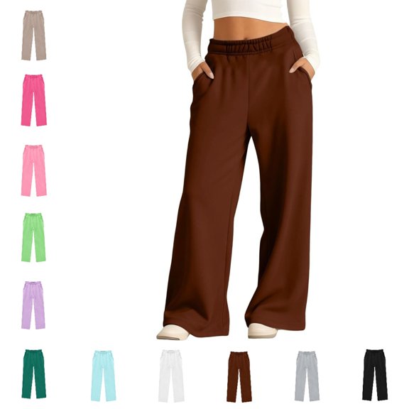 UJNDER Girls High Waisted Soft Stretch Casual Trousers with Pockets Comfortable Everyday Wear Style Girls Pants,01_Brown,7-8 Years