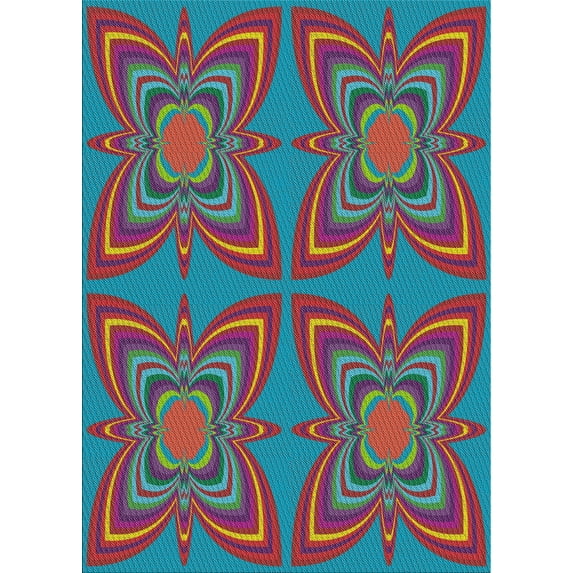 Ahgly Company Indoor Rectangle Patterned Blue Green Abstract Area Rugs, 5' x 8'