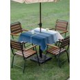 thumbnail image 5 of Square Outdoor Tablecloth with Umbrella Hole Haze Blue White Ombre Outside Table Cloth Waterproof Patio Table Cover Vintage Gradient Striped Aesthetics Zipper Tablecloths for Picnic 54x54 Inch, 5 of 8