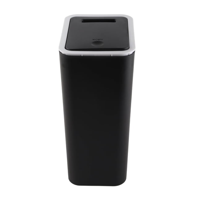 Cubo de basura para baño, cubo de basura doméstico sellado de gran capacidad, inodoro con tapa a presión de plástico para el hogar la cocina la sala de estar y el baño (Negro)