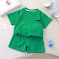 thumbnail image 5 of LIIPEE Summer Outfits For Boys Athleisure Solid Color Ribbed Short Sleeve Tees And Shorts 2 Piece Set Kids Cute Comfortable Breathable Lightweight Outfit Sets,18-24 Months, 5 of 5