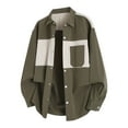thumbnail image 1 of LIaqionyy Men's Shirts Jacket Button down Long Sleeve Color Block Shirt Collared Tops Shacket Jackets with Pockets, 1 of 6