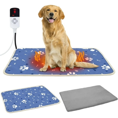 Heating Pad 34"*21" for Outdoor , Heated Bed with Adjustable Temperature & Timer, Indoor Warming Pet Heating Pad Mat with Resistant Cord, Replacement Cover for Puppy Kitten