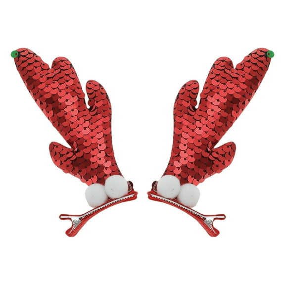 Unique Bargains 1 Pair Christmas Hair Clips Single Antlers Hairdo Clip for Christmas 1.97"x0.79"x4.72" Red