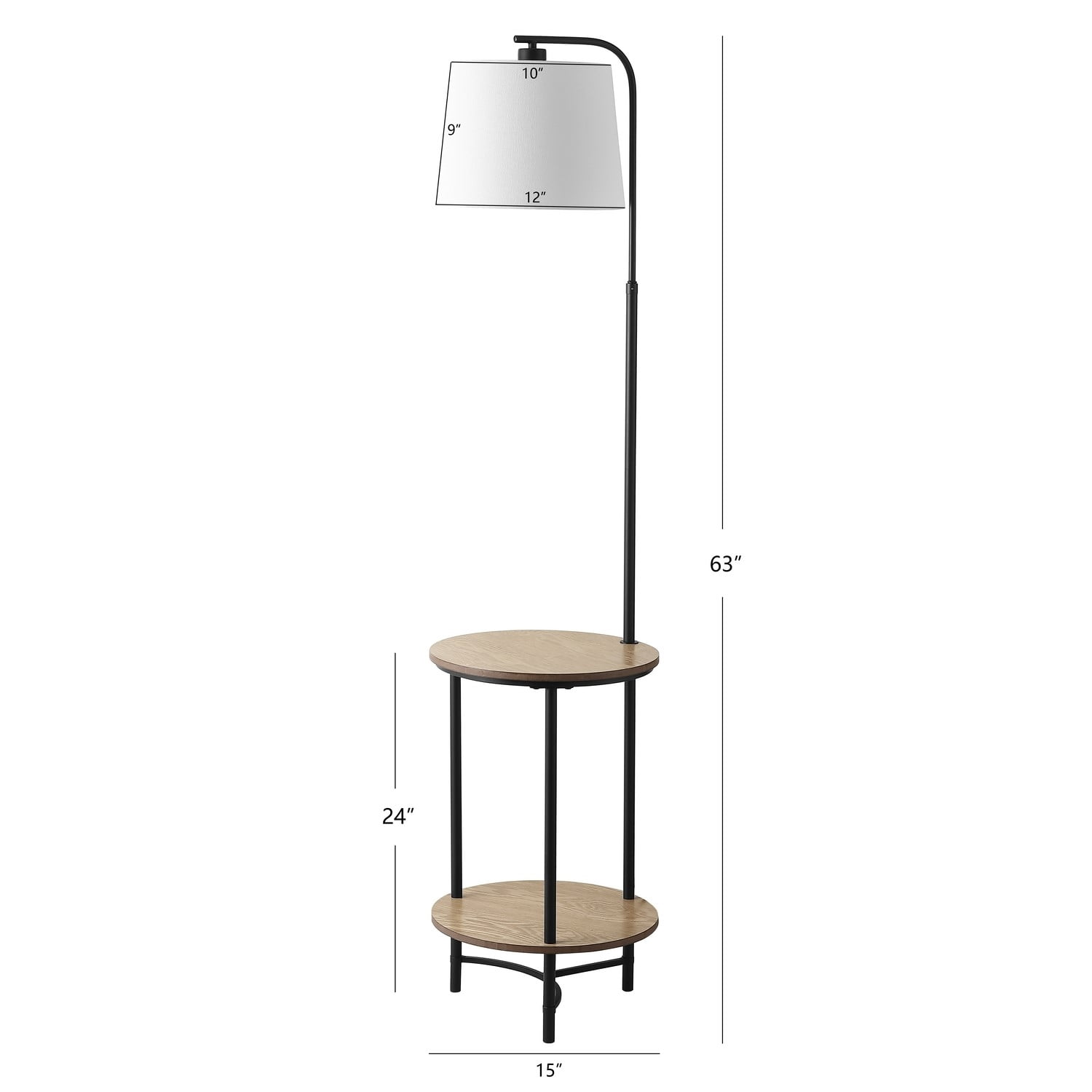 SAFAVIEH Henley 63 in. H Floor Lamp with Table, Matte Black