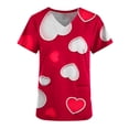 thumbnail image 4 of Valentine's Day Savings Clearance 2024! TAGOLD Women Scrub Tops, Print Scrub Tops, Women Valentine Day Short Sleeve V-neck Tops Printed Pockets Blouse Nursing, 4 of 5