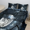 thumbnail image 2 of Ambesonne Winter Fitted & Top Sheet Set with Shams, Moon at Night in Forest, Black and Blue, 2 of 8