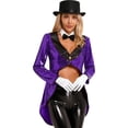 thumbnail image 3 of iiniim Women Magician Cosplay Costume Sequin Tailcoat Circus Showman One-Button Tuxedo Jacket Outfits Purple 3XL, 3 of 7